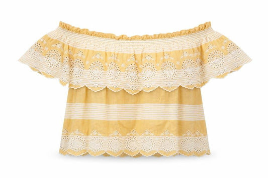 Womens UK Size XS American Eagle Outfitters Yellow Cropped Blouse