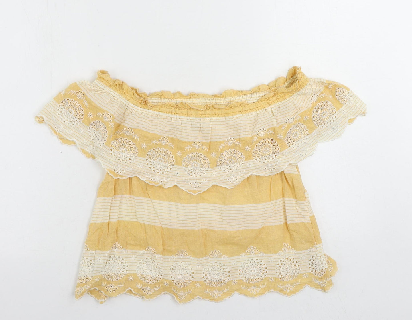 Womens UK Size XS American Eagle Outfitters Yellow Cropped Blouse