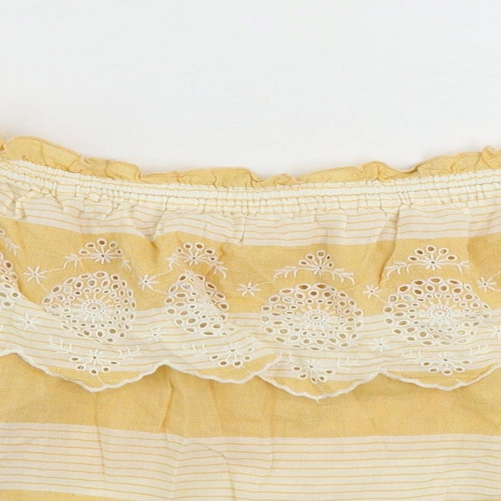 Womens UK Size XS American Eagle Outfitters Yellow Cropped Blouse