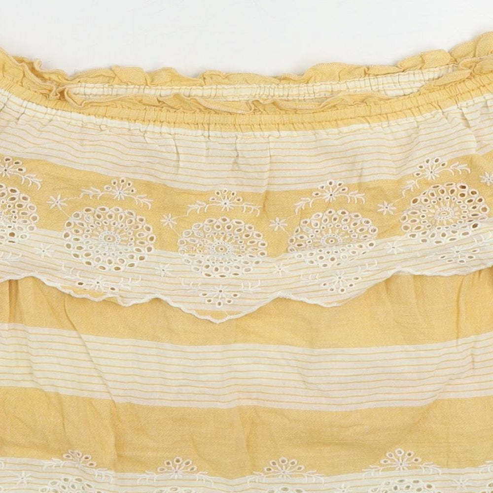 Womens UK Size XS American Eagle Outfitters Yellow Cropped Blouse