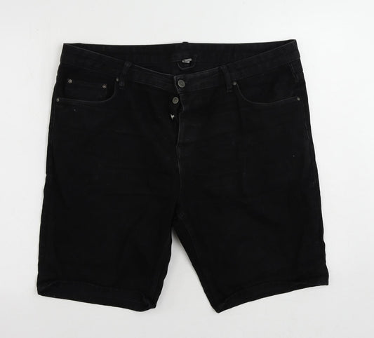 ASOS Mens Black Cotton Chino Shorts Size 38 in L10 in Regular Button