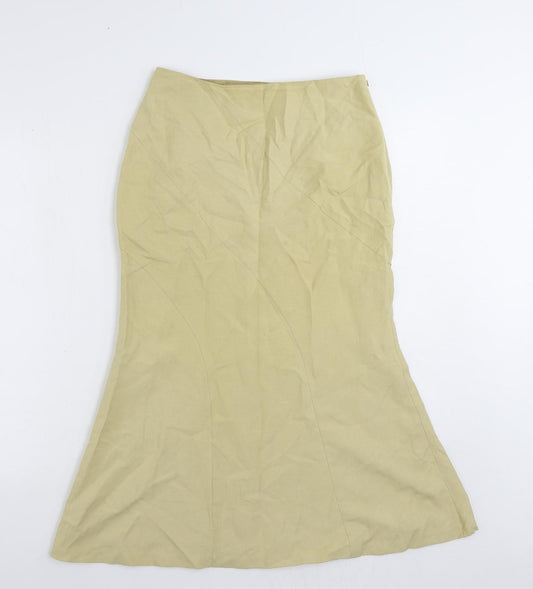 Precis Petite Womens Beige Silk Trumpet Skirt Size 8 Zip