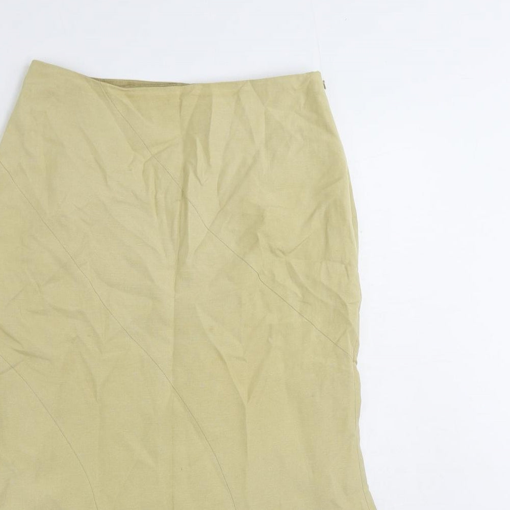 Precis Petite Womens Beige Silk Trumpet Skirt Size 8 Zip