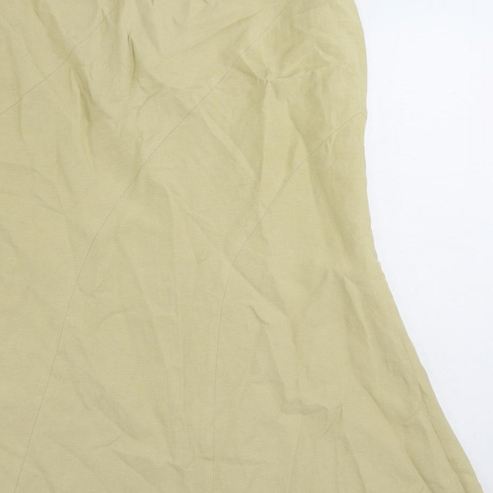 Precis Petite Womens Beige Silk Trumpet Skirt Size 8 Zip