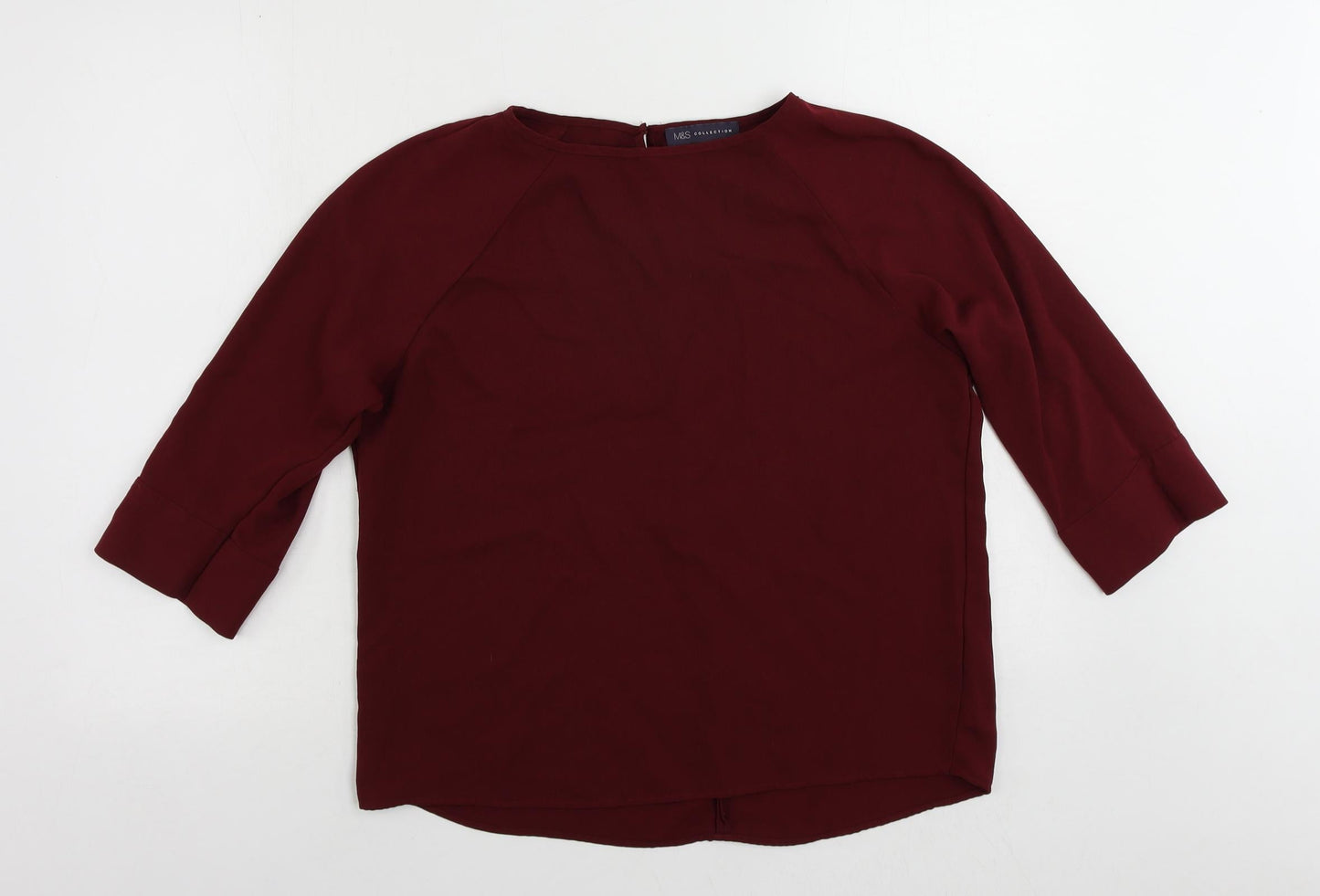 Marks and Spencer Womens Red Polyester Basic Blouse Size 12 Round Neck