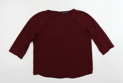 Marks and Spencer Womens Red Polyester Basic Blouse Size 12 Round Neck