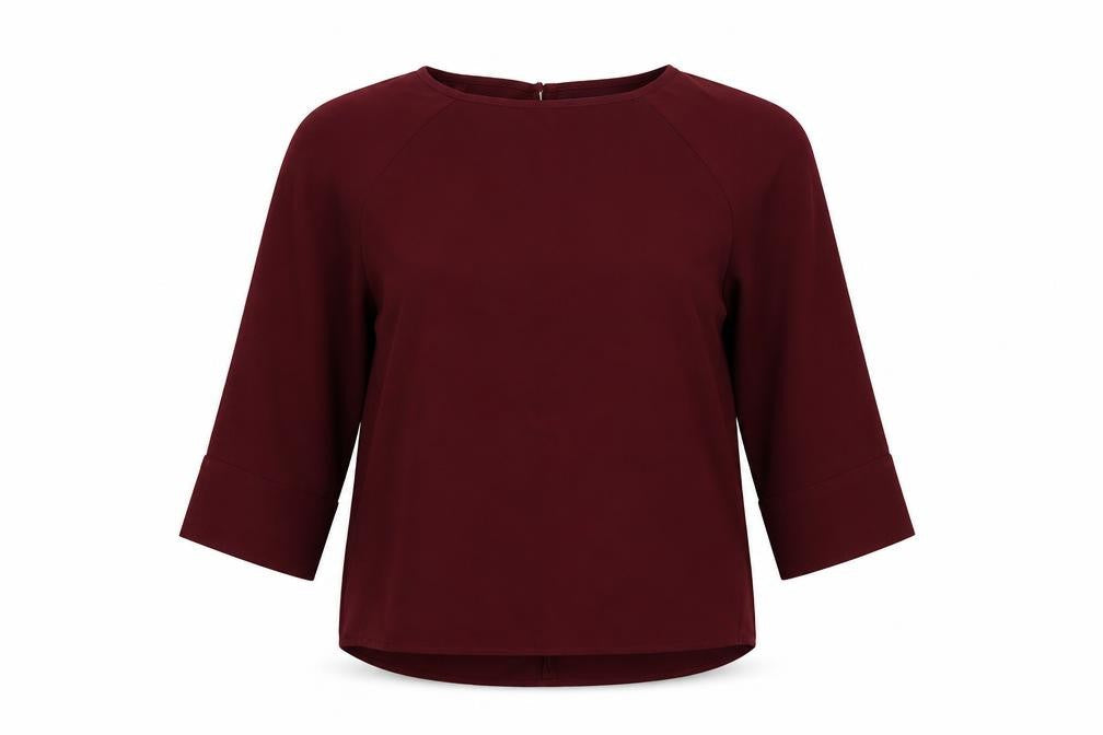 Marks and Spencer Womens Red Polyester Basic Blouse Size 12 Round Neck