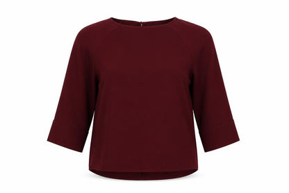 Marks and Spencer Womens Red Polyester Basic Blouse Size 12 Round Neck
