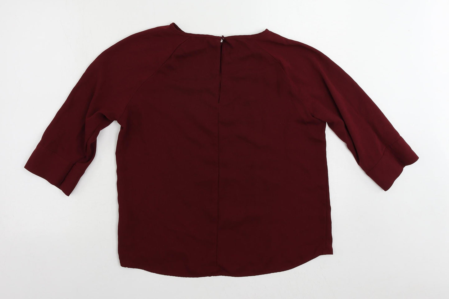 Marks and Spencer Womens Red Polyester Basic Blouse Size 12 Round Neck