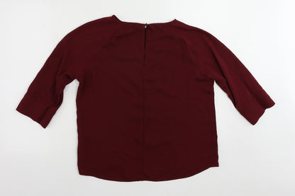 Marks and Spencer Womens Red Polyester Basic Blouse Size 12 Round Neck
