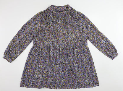 Marks and Spencer Womens Multicoloured Floral Polyester A-Line Size 20 V-Neck Tie