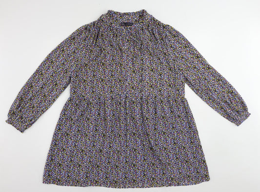 Marks and Spencer Womens Multicoloured Floral Polyester A-Line Size 20 V-Neck Tie