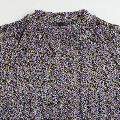 Marks and Spencer Womens Multicoloured Floral Polyester A-Line Size 20 V-Neck Tie