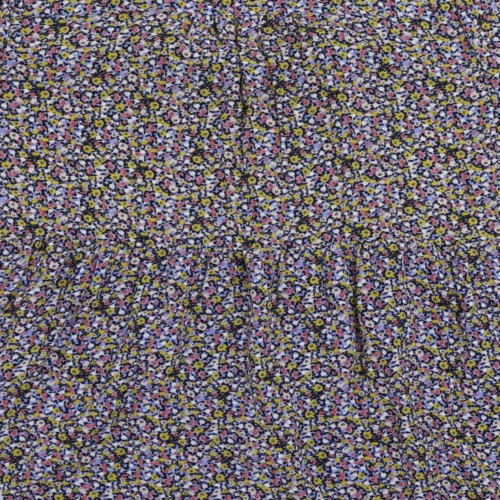 Marks and Spencer Womens Multicoloured Floral Polyester A-Line Size 20 V-Neck Tie