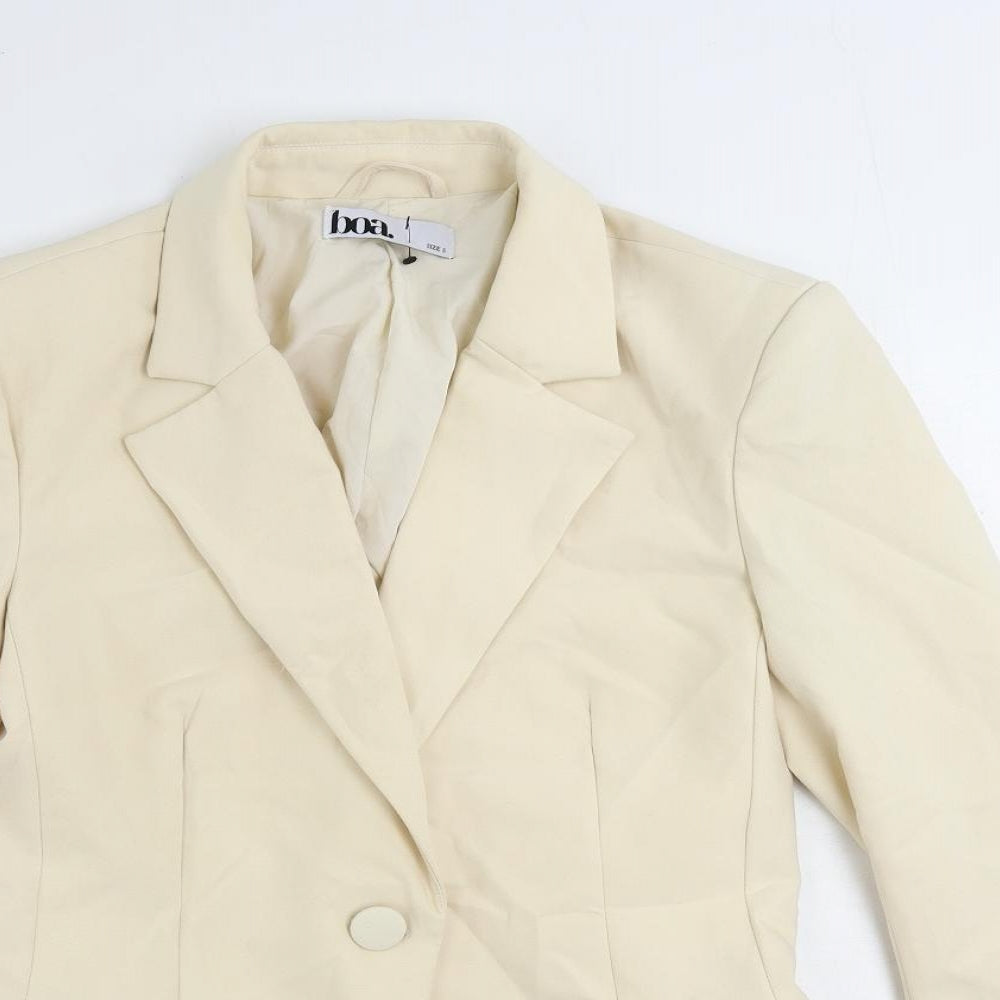 Boa Womens Beige Jacket Blazer Size S Button