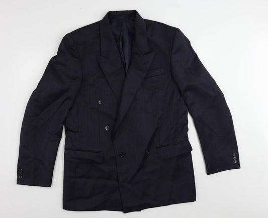 Canda Mens Blue Wool Jacket Suit Jacket Size 40 Regular