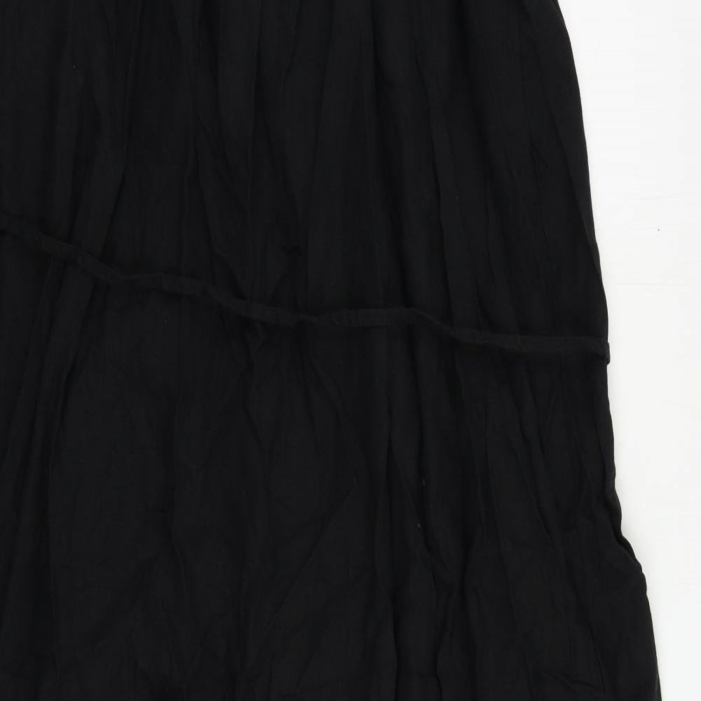 Marks Womens Black Linen Tank Dress Size 12 Square Neck Pullover