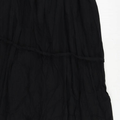 Marks Womens Black Linen Tank Dress Size 12 Square Neck Pullover