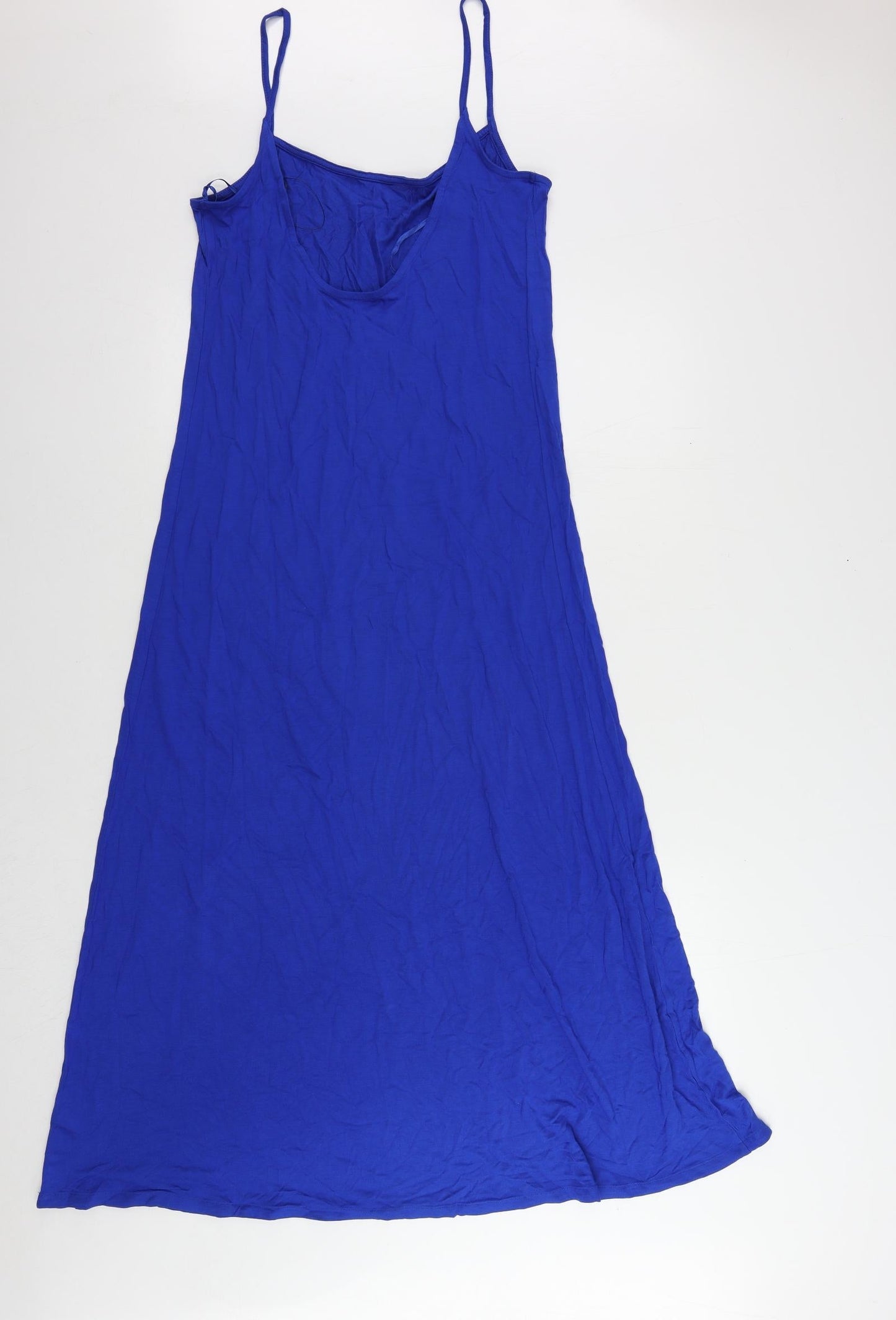 Marks and Spencer Womens Blue Viscose Slip Dress Size 10 Scoop Neck Pullover