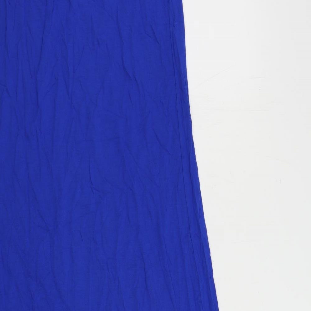 Marks and Spencer Womens Blue Viscose Slip Dress Size 10 Scoop Neck Pullover