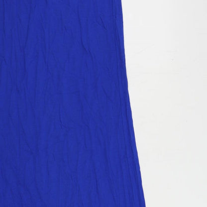 Marks and Spencer Womens Blue Viscose Slip Dress Size 10 Scoop Neck Pullover