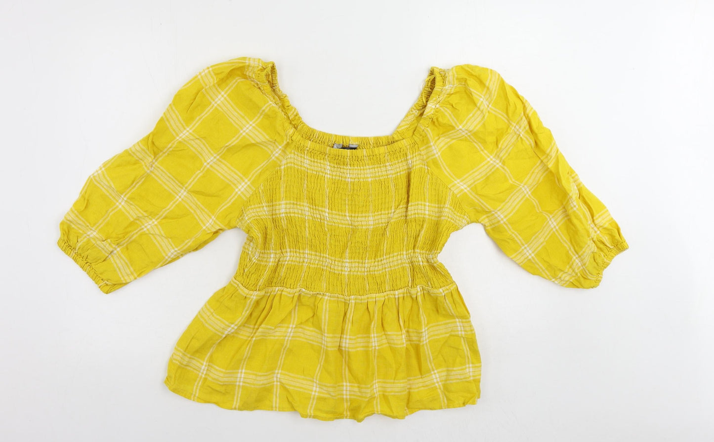Womens UK Size 14 Marks and Spencer Yellow Basic Blouse