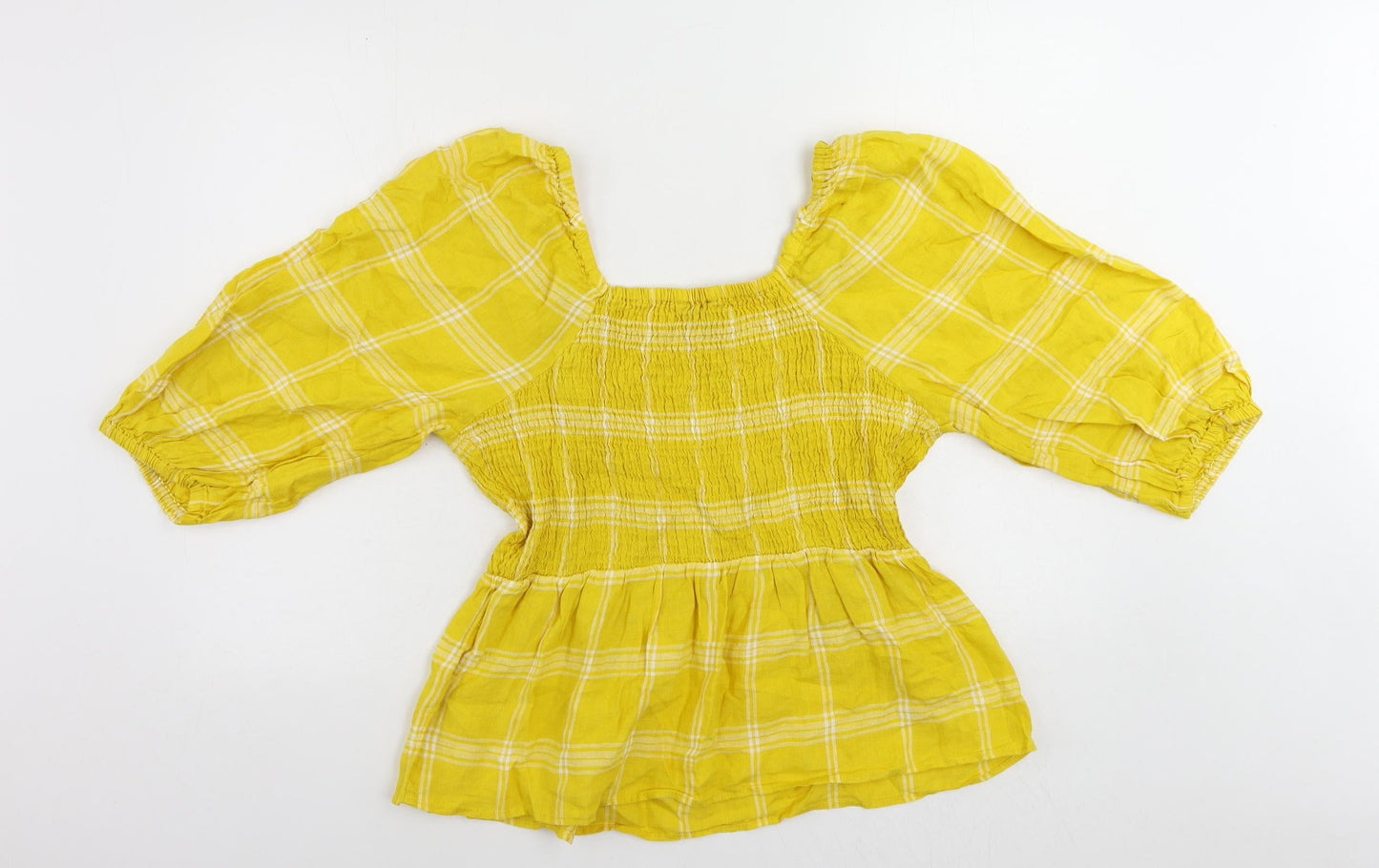 Womens UK Size 14 Marks and Spencer Yellow Basic Blouse