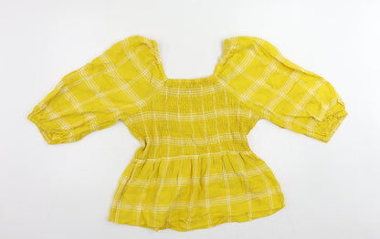 Womens UK Size 14 Marks and Spencer Yellow Basic Blouse