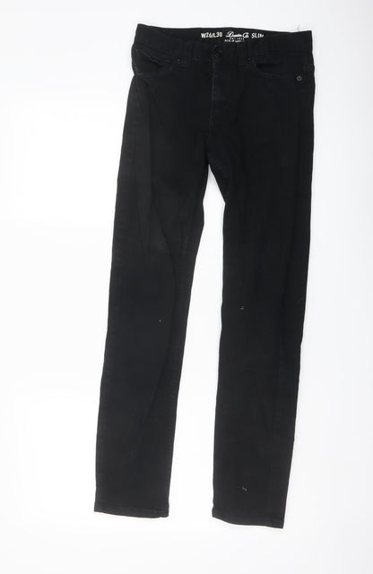 Denim & Co. Mens Black Cotton Straight Jeans Size 26 in L30 in Regular Button