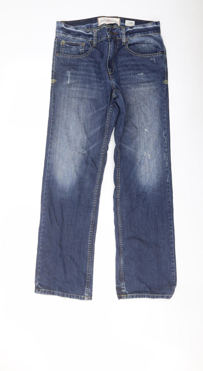 Johnnie Mens Blue Cotton Straight Jeans Size 30 in L30 in Regular Button