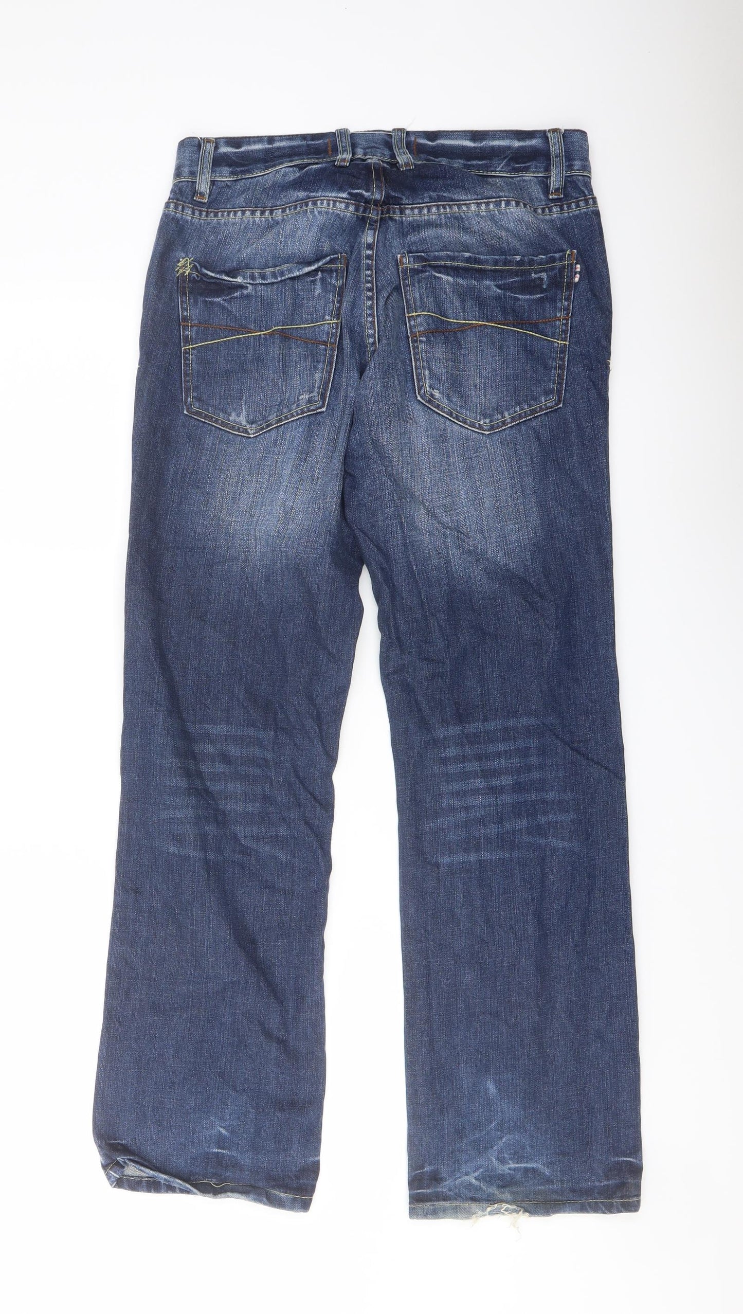 Johnnie Mens Blue Cotton Straight Jeans Size 30 in L30 in Regular Button
