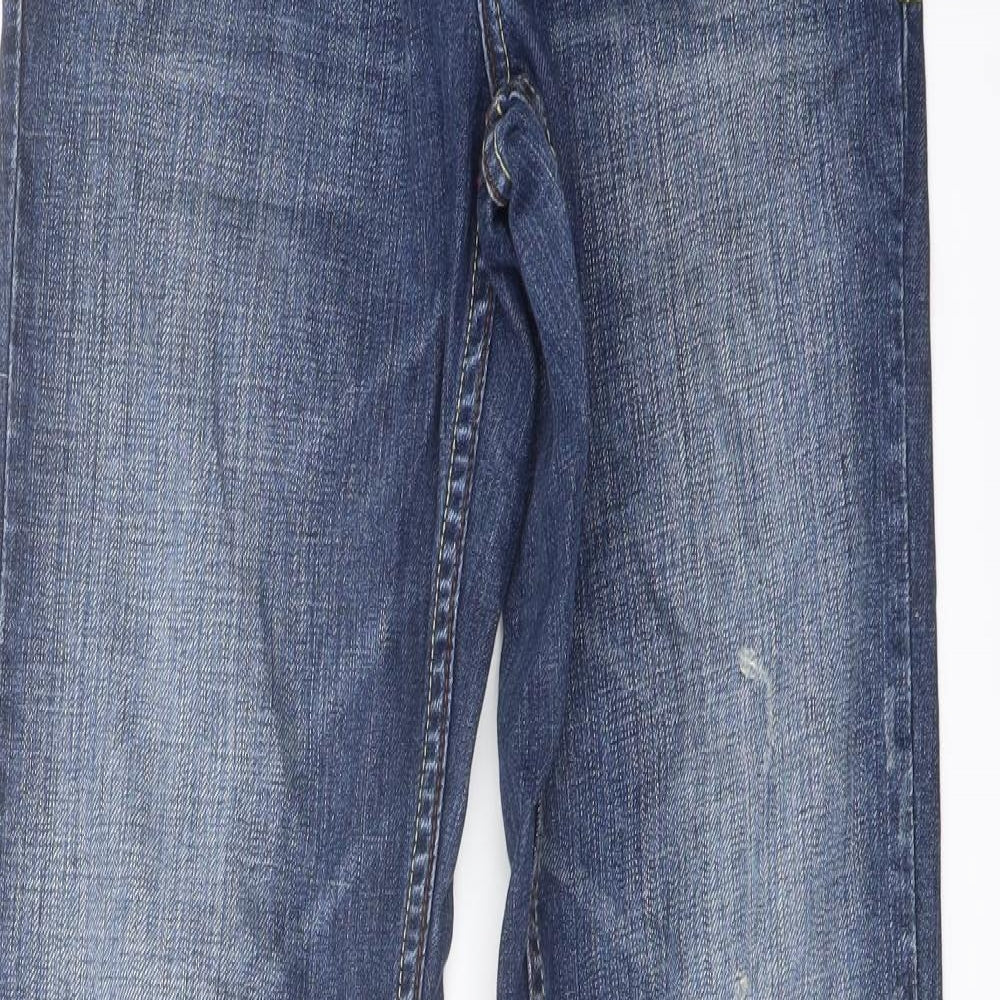 Johnnie Mens Blue Cotton Straight Jeans Size 30 in L30 in Regular Button