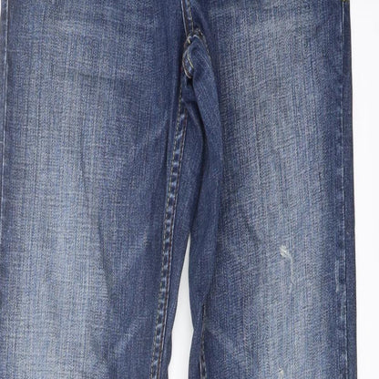 Johnnie Mens Blue Cotton Straight Jeans Size 30 in L30 in Regular Button