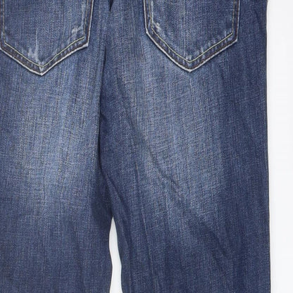 Johnnie Mens Blue Cotton Straight Jeans Size 30 in L30 in Regular Button