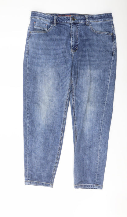 Yishion Womens Blue Cotton Mom Jeans Size 34 in L25 in Regular Button