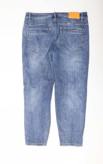 Yishion Womens Blue Cotton Mom Jeans Size 34 in L25 in Regular Button