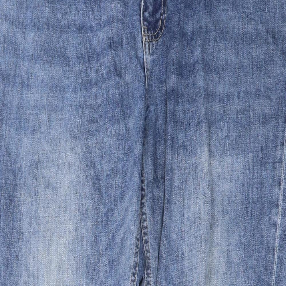 Yishion Womens Blue Cotton Mom Jeans Size 34 in L25 in Regular Button