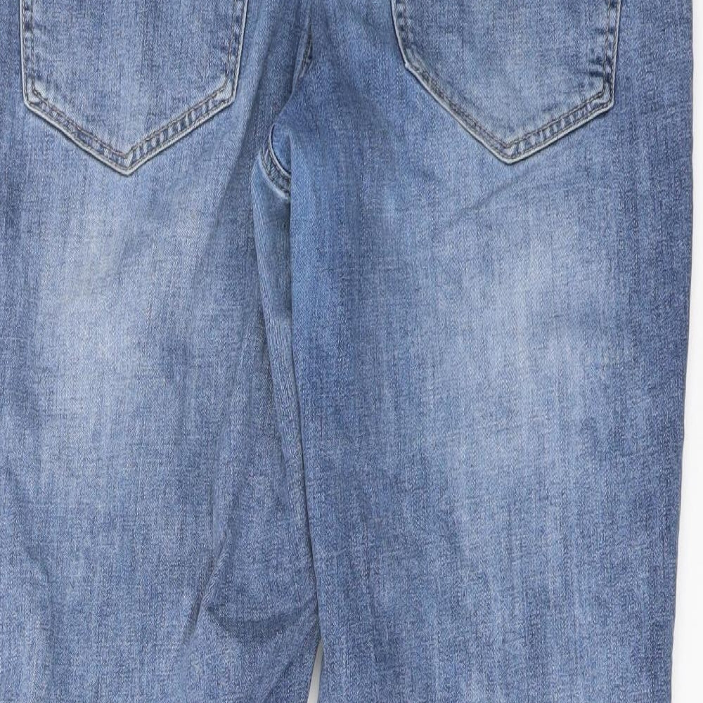 Yishion Womens Blue Cotton Mom Jeans Size 34 in L25 in Regular Button
