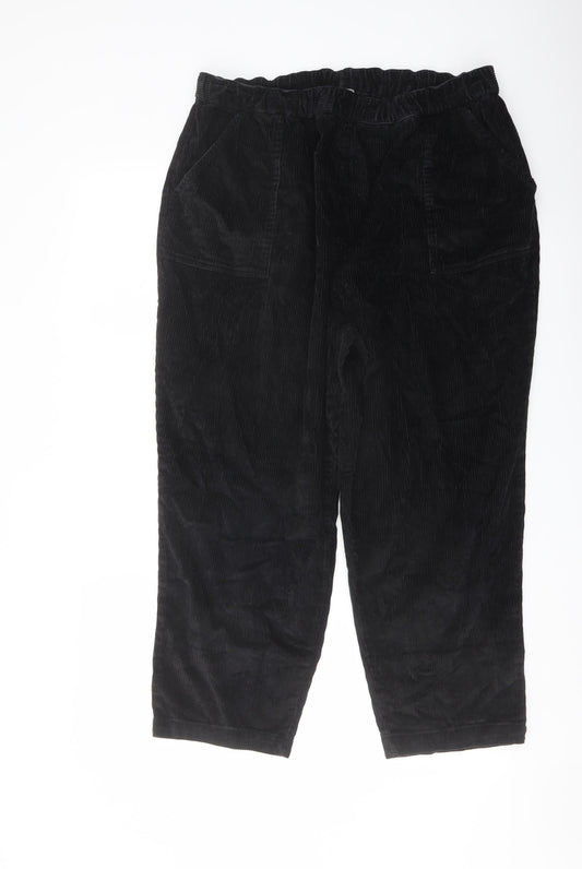 Classic Womens Black Cotton Trousers Size 20 L24 in Regular