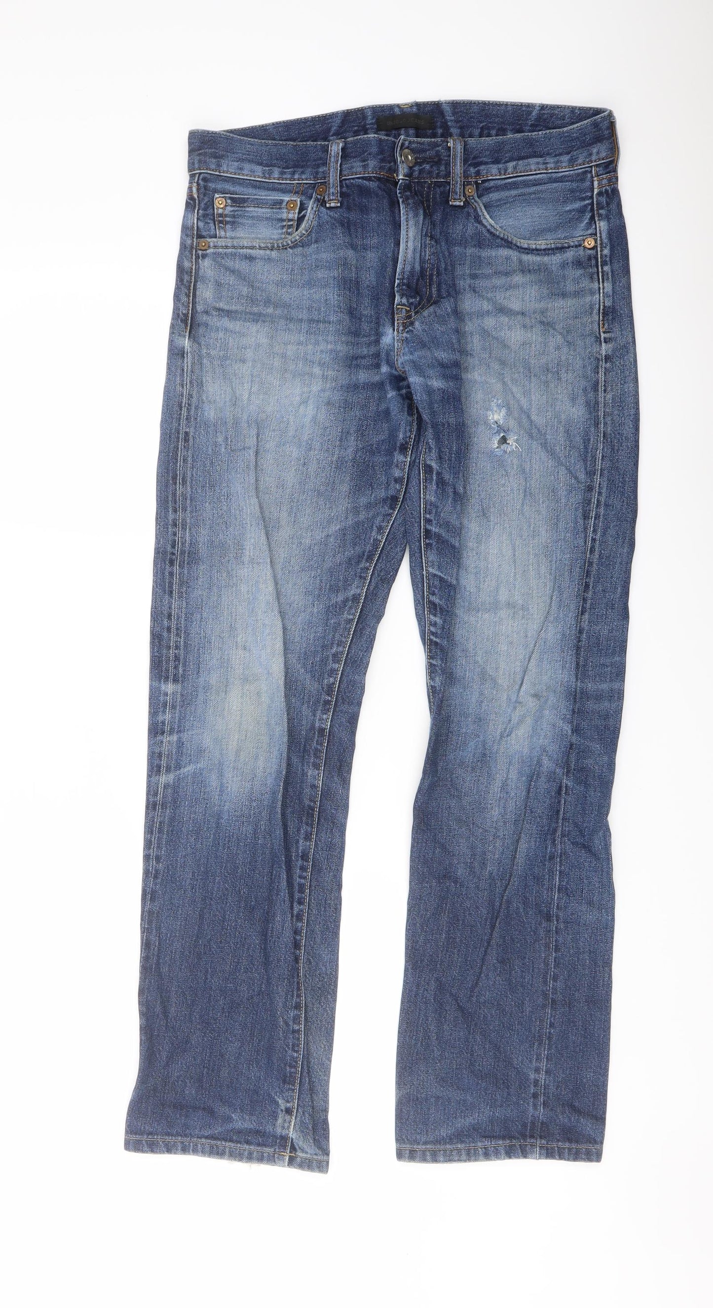 Uniqlo Mens Blue Cotton Straight Jeans Size 29 in L34 in Regular Button