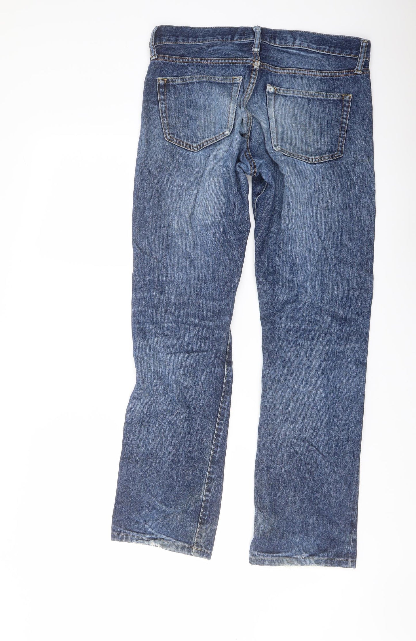 Uniqlo Mens Blue Cotton Straight Jeans Size 29 in L34 in Regular Button