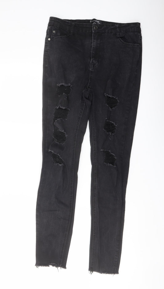 Missguided Womens Black Cotton Skinny Jeans Size 12 L29 in Regular Button