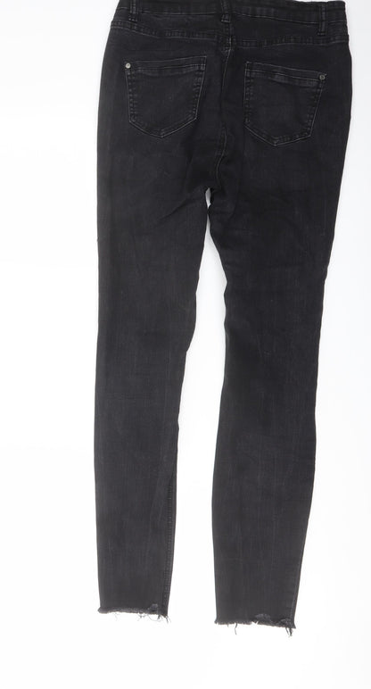 Missguided Womens Black Cotton Skinny Jeans Size 12 L29 in Regular Button