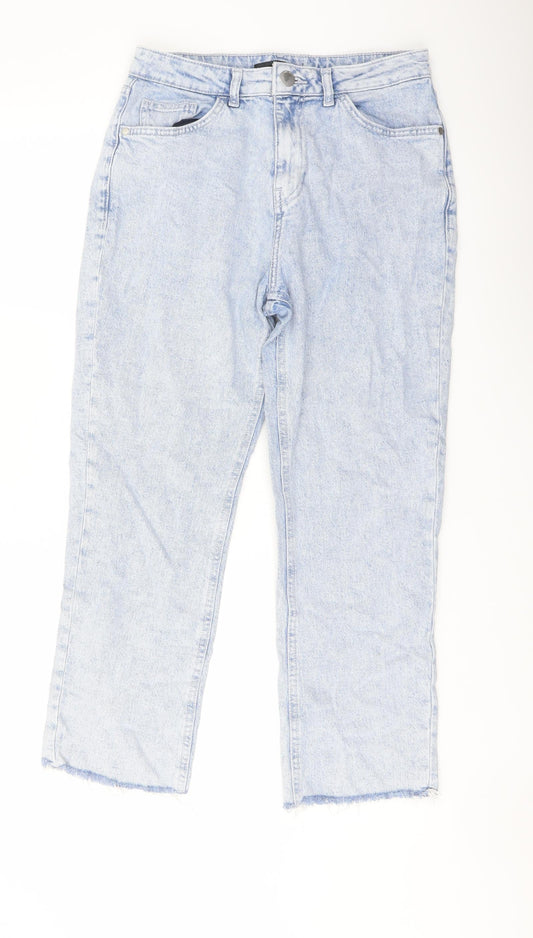 George Womens Blue Cotton Straight Jeans Size 10 L25 in Regular Button