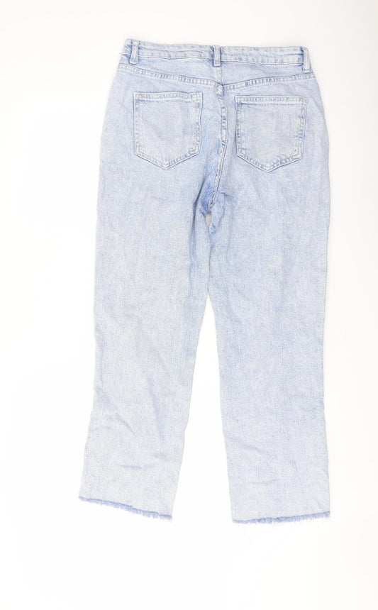 George Womens Blue Cotton Straight Jeans Size 10 L25 in Regular Button