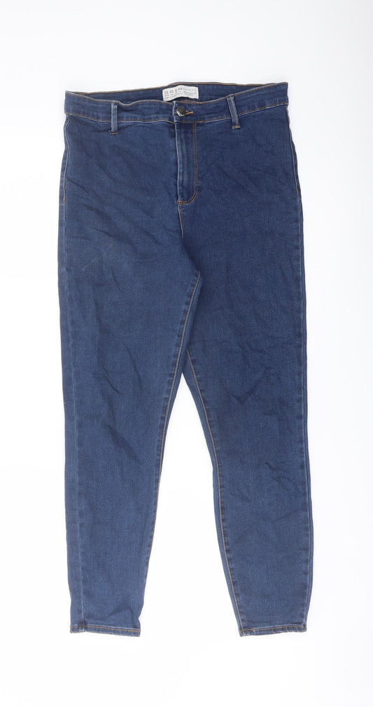 Denim & Co. Womens Blue Cotton Jegging Jeans Size 12 L25 in Regular Button