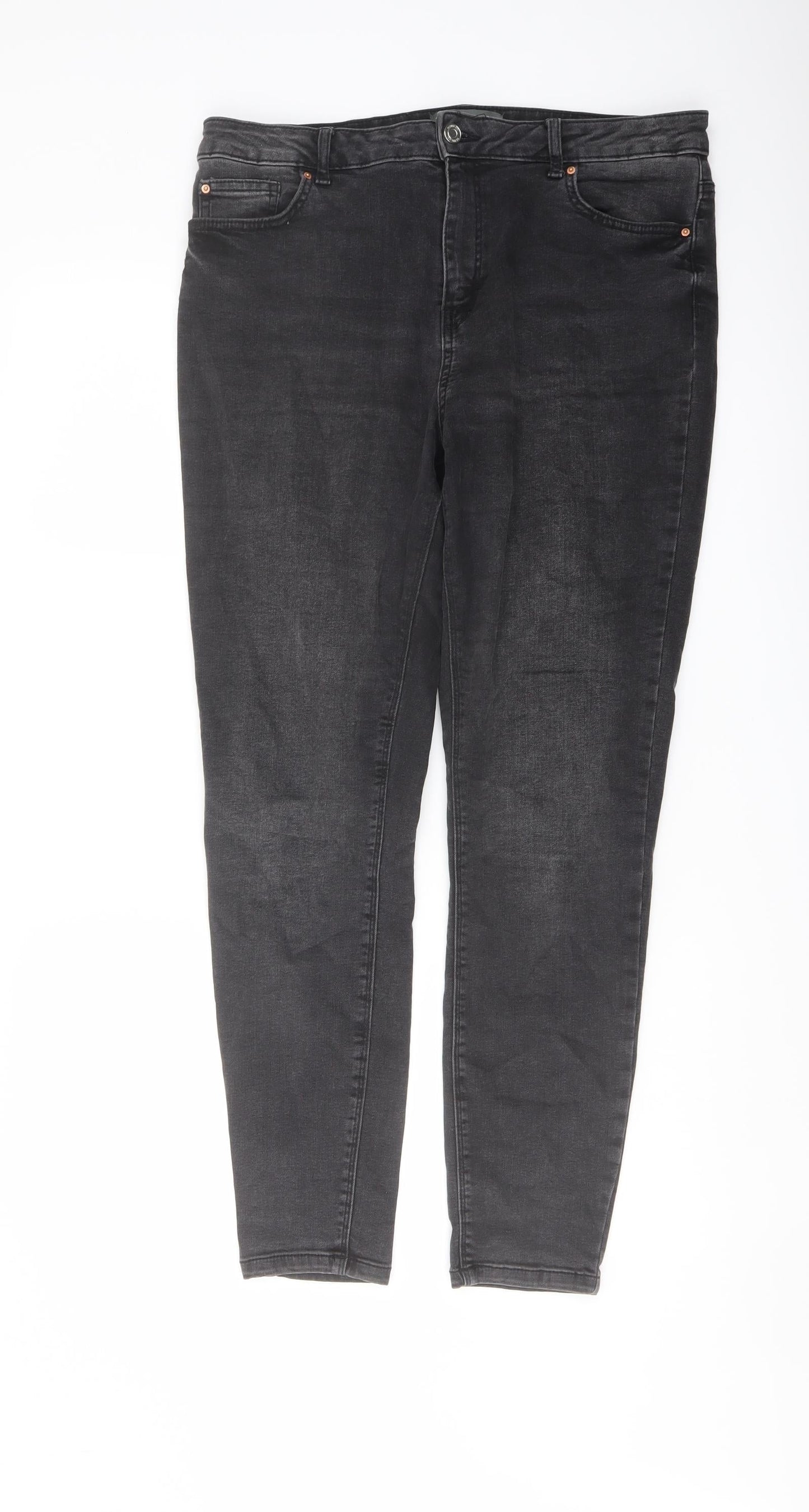 Denim & Co. Womens Grey Cotton Skinny Jeans Size 16 L28 in Regular Button
