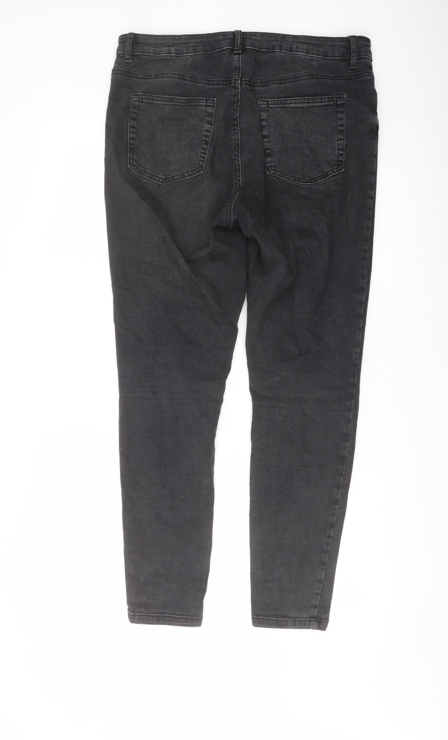 Denim & Co. Womens Grey Cotton Skinny Jeans Size 16 L28 in Regular Button