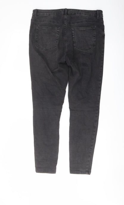 Denim & Co. Womens Grey Cotton Skinny Jeans Size 16 L28 in Regular Button