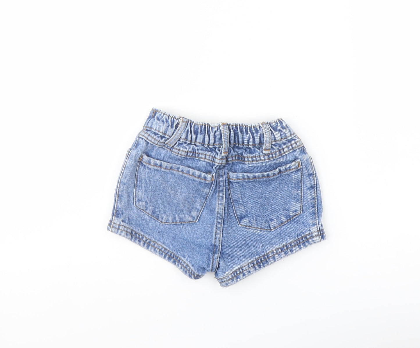 Denim & Co. Girls Blue Geometric Cotton Cut-Off Shorts Size 2-3 Years Regular Snap